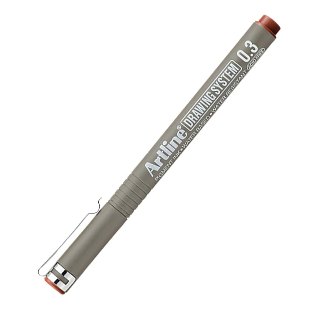 Artline Drawing System Pen 0.3 Marker Sepia Colour Pack of 12 | Explore Various Drawing Techniques for Artists & Designers