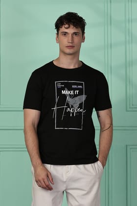 Cotton Black Graphic T-Shirt Cotton Black Graphic T-Shirt
