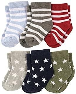 FOOTPRINTS Unisex Baby Cotton Socks 12-24 Months -Pack of 6 Pairs- Stripes & Stars