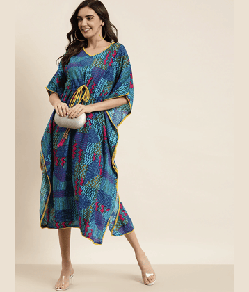 Yash Gallery Women Rayon Printed Kaftan ( Multicolor )