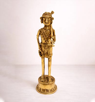 Handcrafted Brass Tribal Warrior Figurine – Traditional Bhareva Bell Metal Sculpture Handcrafted Brass Tribal Warrior Figurine – Traditional Bhareva Bell Metal Sculpture