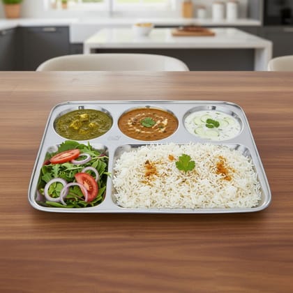Stainless Steel Bhojan Thali Traditional Dinner Plate (SMAS045 A)