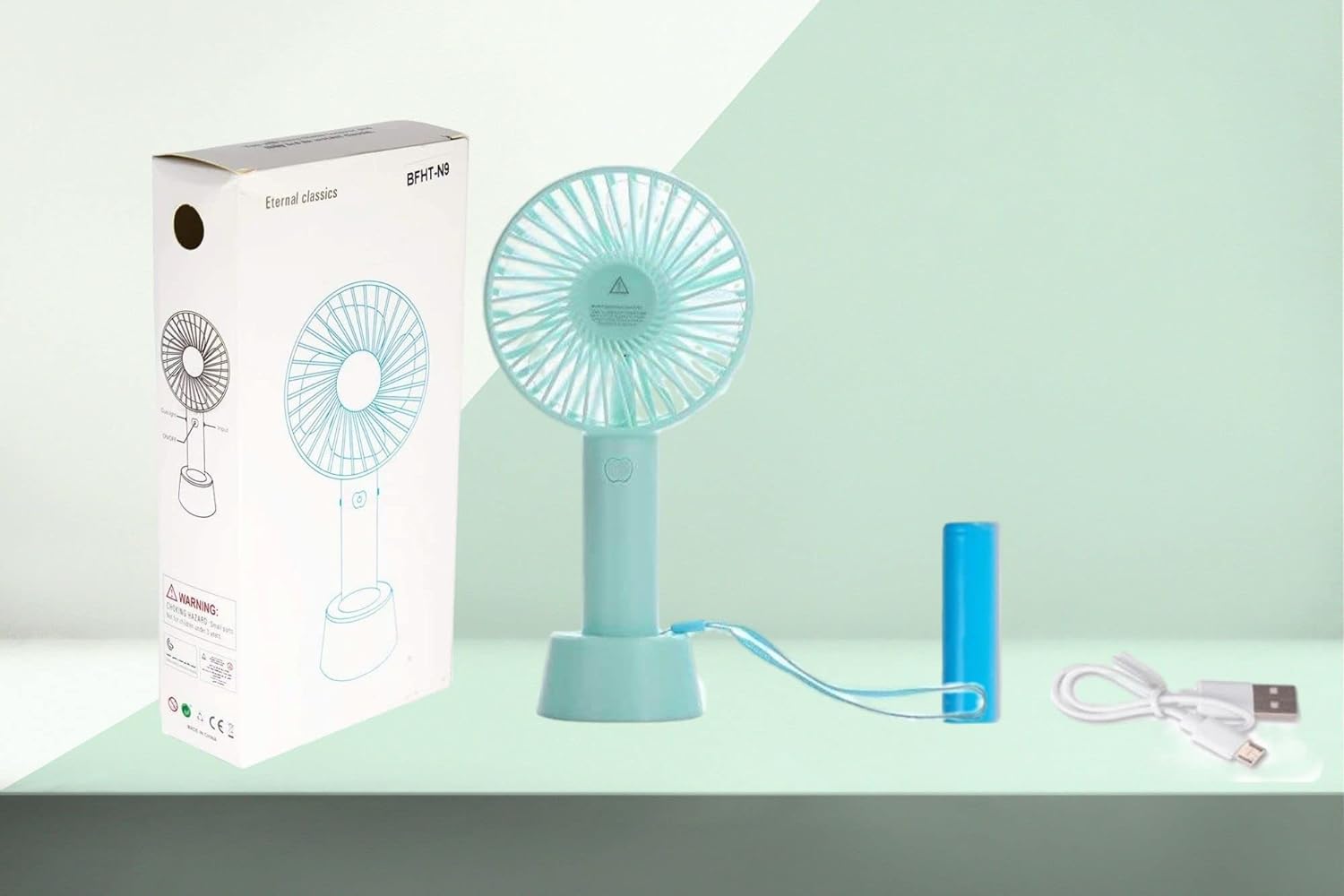 Portable Handheld Fan with Rechargeable Battery and USB Charging