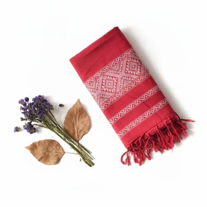 Ethnic Geometric Printed Cotton Dupatta with Tassels