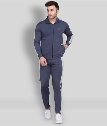 PRAUME - Dark Grey Polyester Slim Fit Striped Men's Sports Tracksuit ( Pack of 1 )