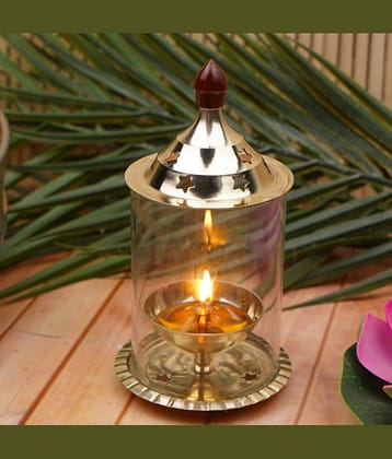 ServDharm Borosilicate Glass Akhand Diya - Pack of 1