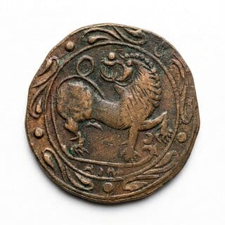 Tiger - Mysore, State - Ancient India Old copper Rare Coin