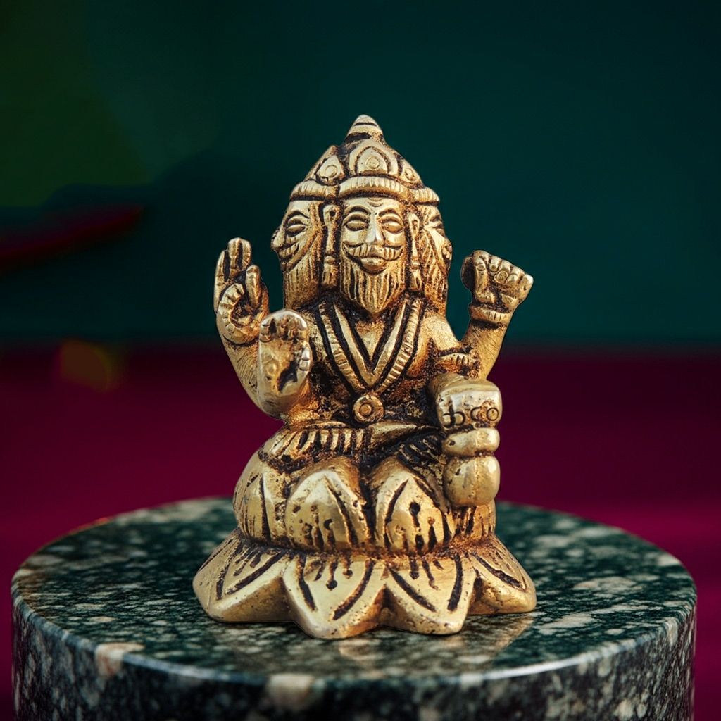Brass Brahma Ji God Idol Statue – Lord Brahma Brass Murti Home Decor, Height : 2.2 Inch (BSMAS1397 B)
