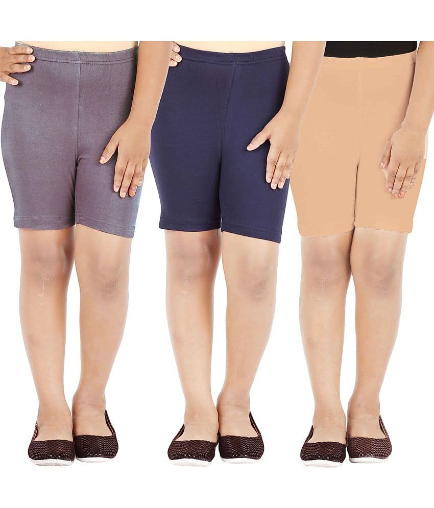 LULA Pack of 3 Girls Cotton Blend Cycling Shorts ( Multicolor )