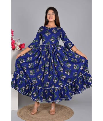 SIPET Rayon Self Design Anarkali Women's Kurti - Blue ( Pack of 1 )