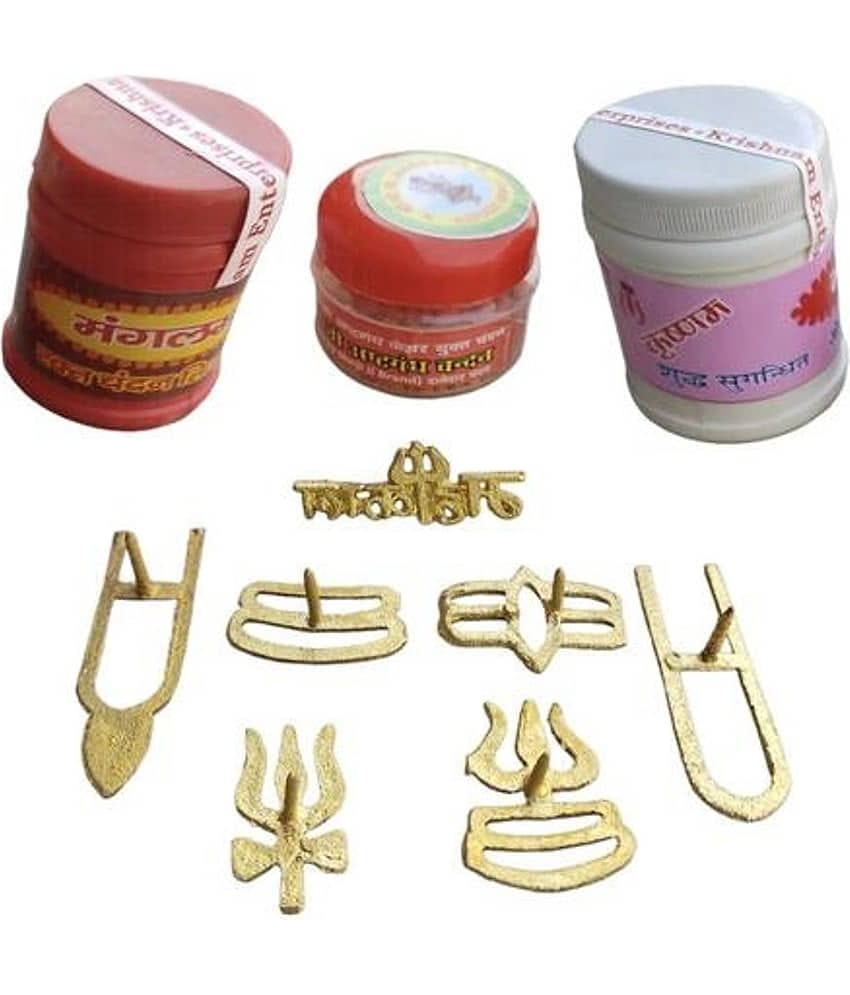 DvR Click 7 Brass Tilak Stamp With 3 White Red Chandan Box (Pack Of 10)