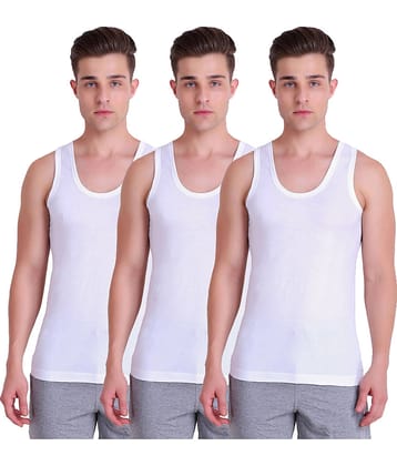 TT Pack of 3 Cotton Sleeveless Vest For Men ( White )