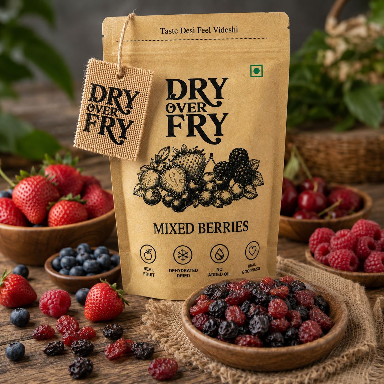 Dry Over Fry Mixed Berries, Dehydrated Ready-to-Eat Berry Snack, 75 g