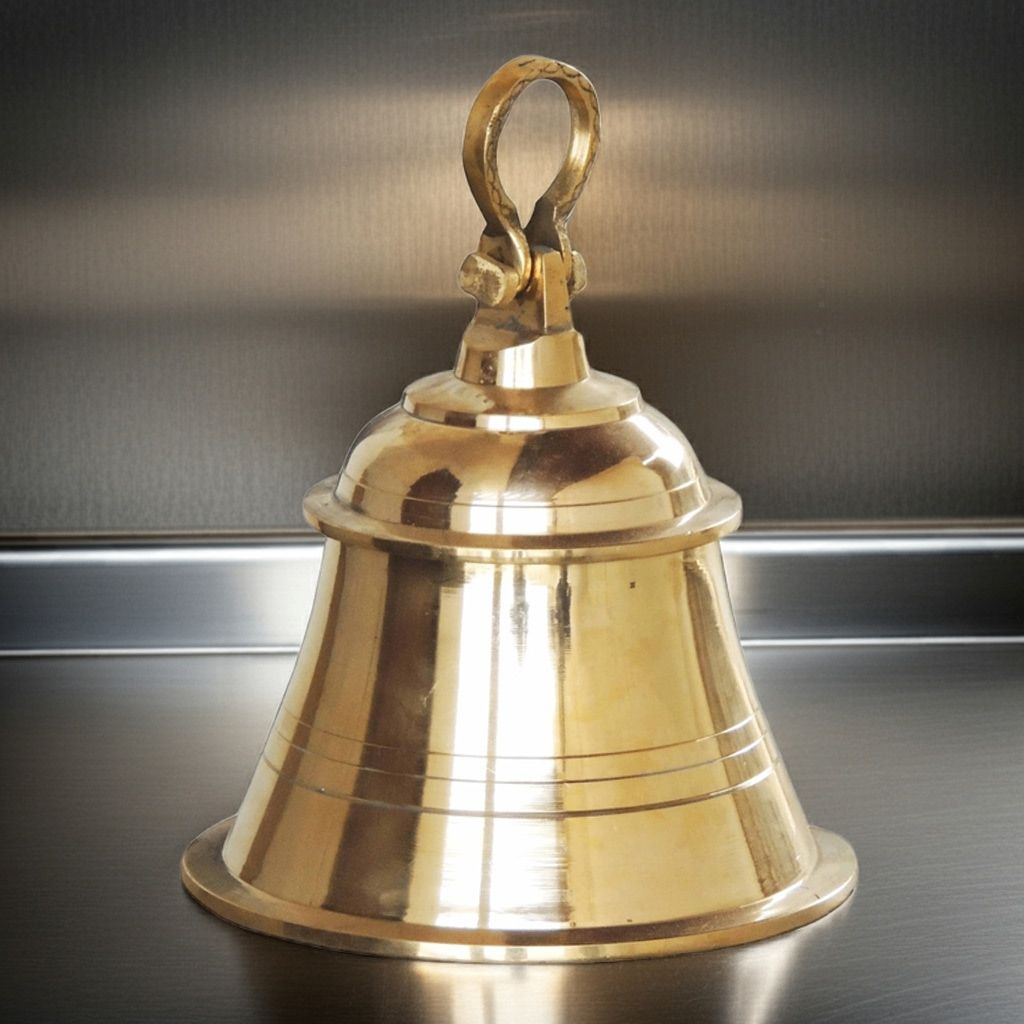 Brass Hanging Temple Pooja Bell, Ghanta Plain, Height : 10.5 Inch (ZMAS222 E)