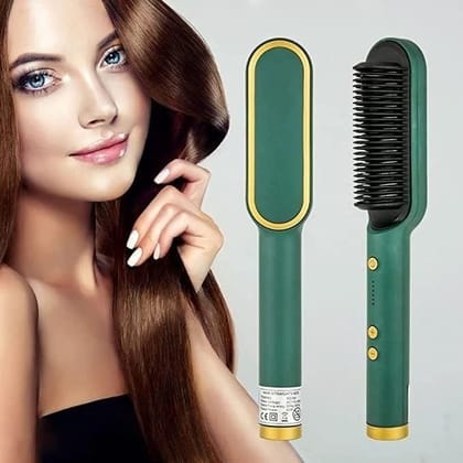 Electric Hair Straightener Brush, Ionic Hair Straightening Comb, Anti-Scald Hair Straightener with Adjustable Temperature for All Hair Types
