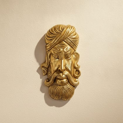 Brass Gents Face Wall Hanging Plate | Male Face Wall Art | Decorative Brass Metal Wall Hanging, Height : 8.2 Inch (BSMAS1954 H)