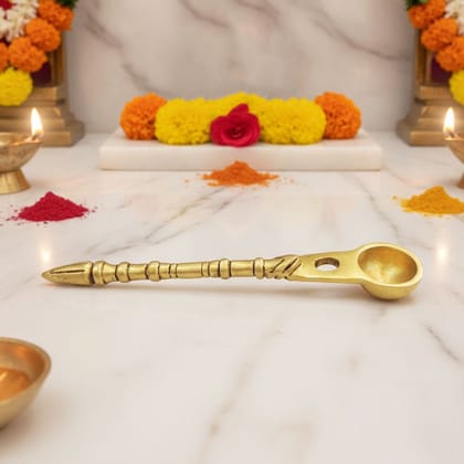 Brass Ghee Spoon for Pooja & Kitchen Use, Height : 0.5 Inch (BSMAS1944 C)