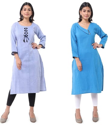 DESHBANDHU DBK - Multicolor Cotton Women's Straight Kurti ( Pack of 2 )