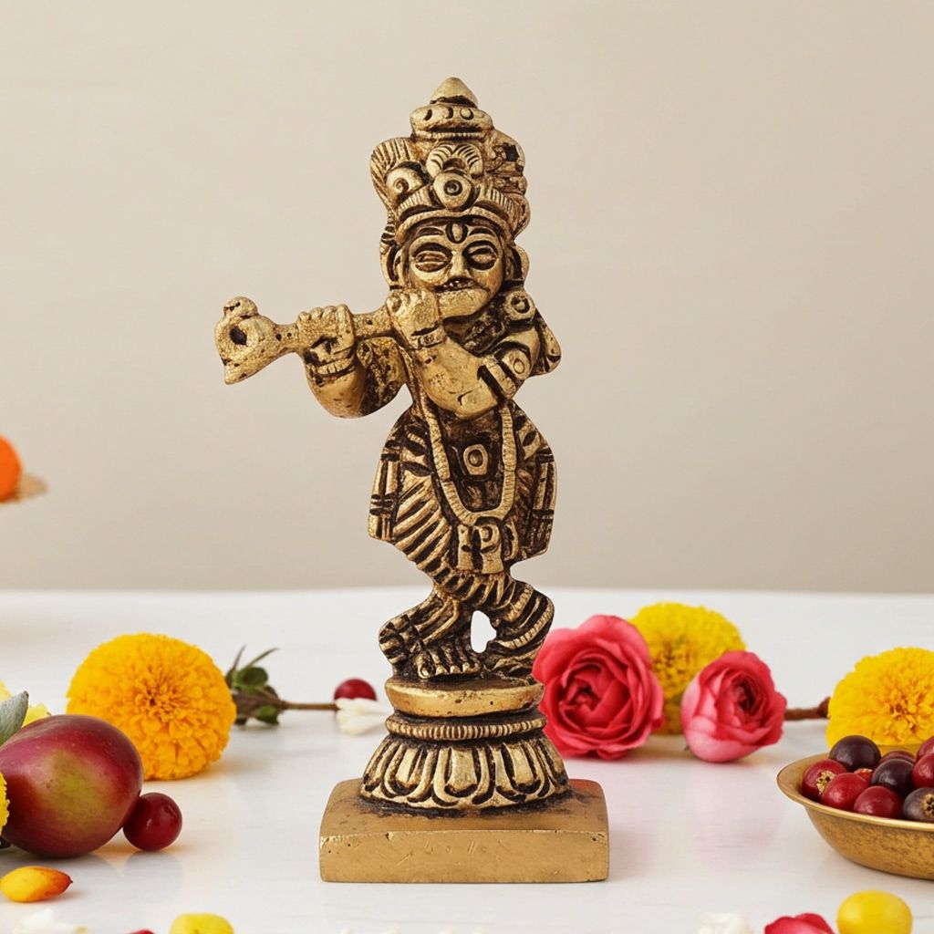 Brass Showpiece Krishna God Idol Statue (BSMAS1611 K)