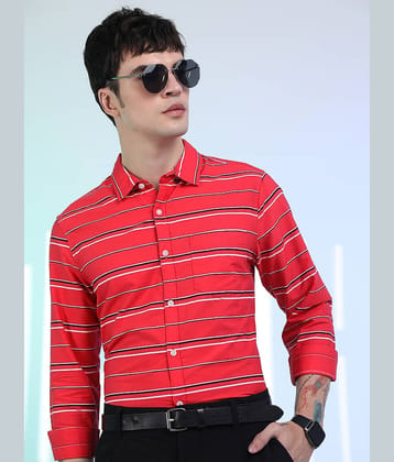 Ketch 100% Cotton Regular Fit Striped Full Sleeves Men's Casual Shirt - Coral ( Pack of 1 )