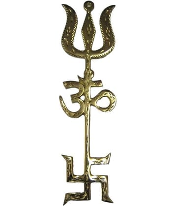 Shine&shine Golden Vastu Feng Shui Swastik Om Trishul Symbol