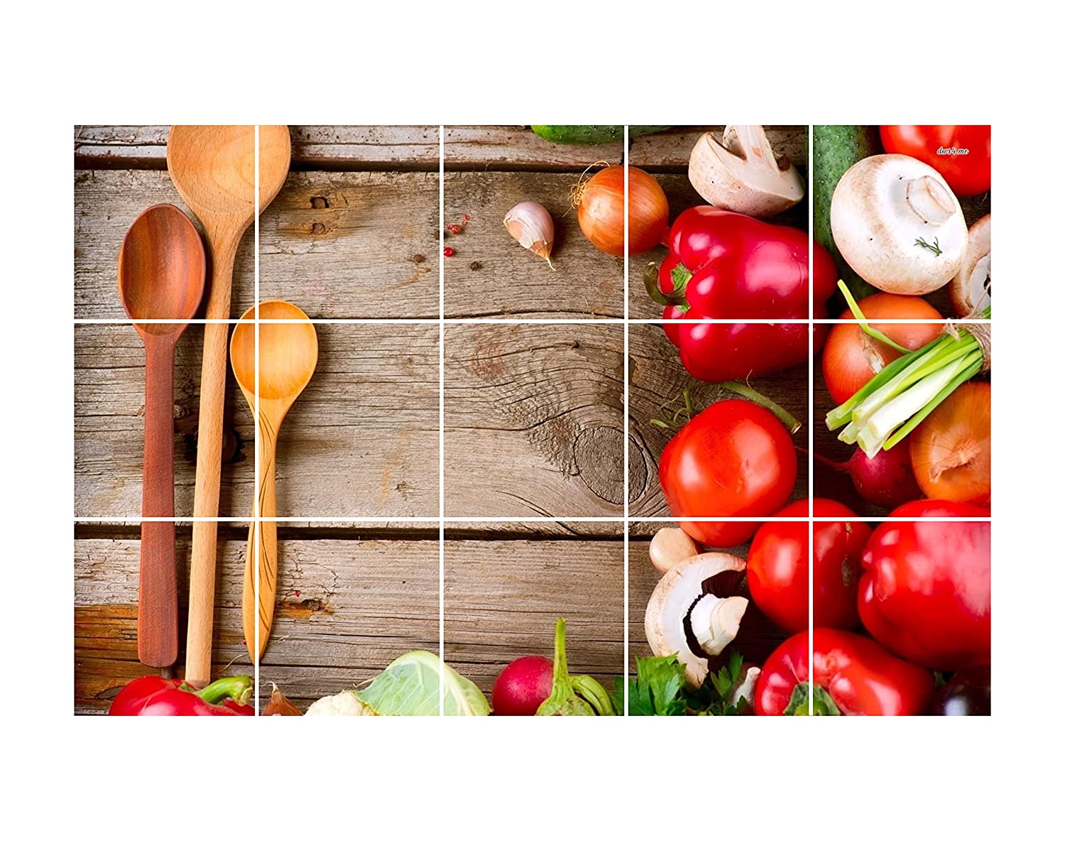 DreamKraft Vinyl Wooden Scope and Veggies Kitchen Sticker 73 cm X 47 cm, Multicolor, KCH2