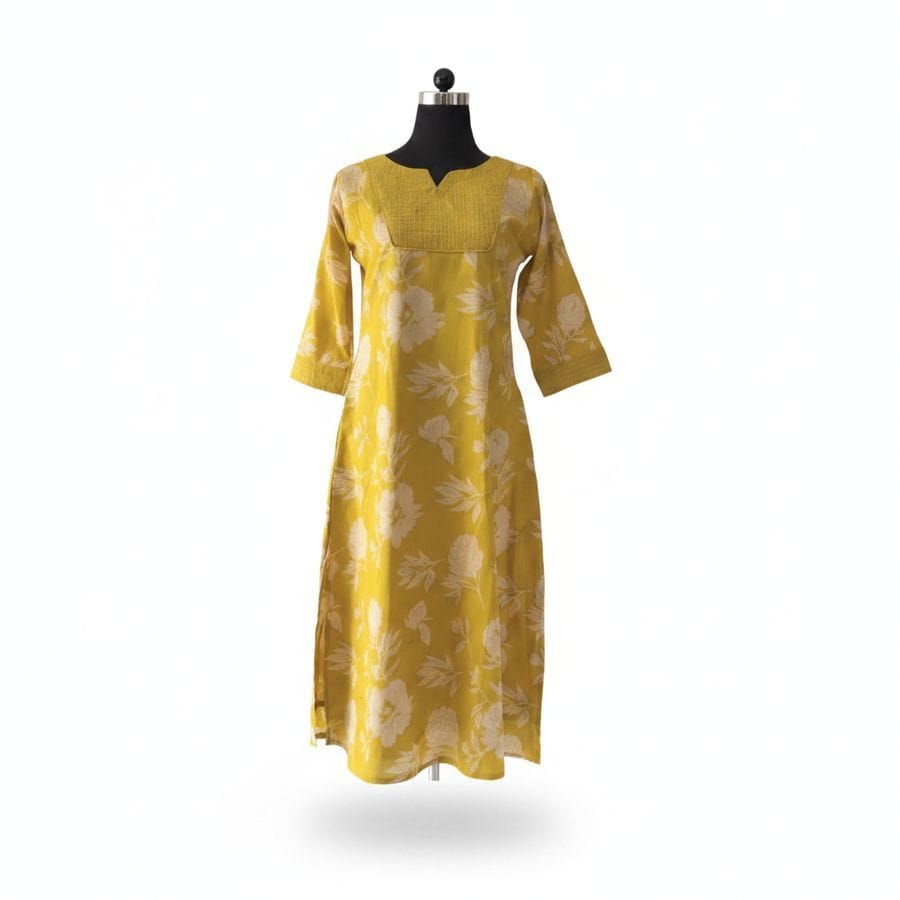 Women's Yellow Floral Printed Kurti