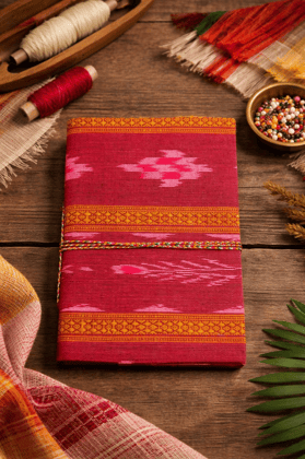 Bivabari Handmade Ikat Fabric Notebook | Red | 50 Pages | Hand-Made Paper, Traditional Craft | Journaling & Gifting Bivabari Handmade Ikat Fabric Notebook | Red | 50 Pages | Hand-Made Paper, Traditional Craft | Journaling & Gifting