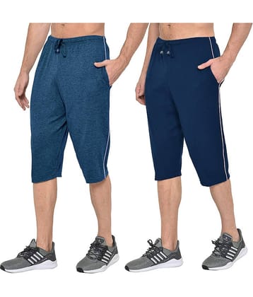 Stylcozy Blue Cotton Blend Men's Three-Fourths ( Pack of 2 )
