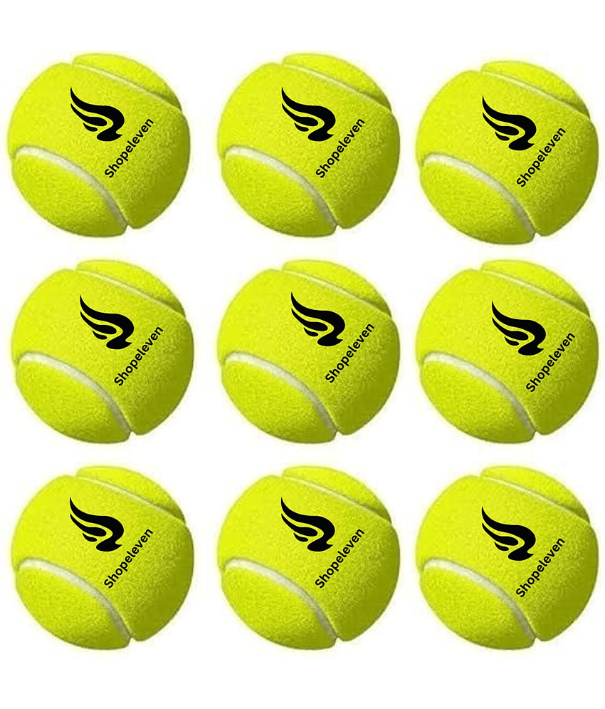 Shopeleven Green Rubber Cricket Ball ( Pack of 9 )