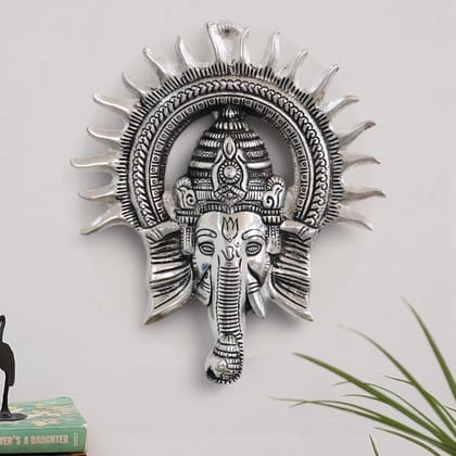 Dreamkraft Ganesh Idol with Surya Chakra Wall Hanging | Silver Ganpati Murti for Home Decor, Mandir, Gift, Pooja Room, Rajasthani Handicraft Showpiece for Diwali, Anniversary, Office & Wall Art Dreamkraft Ganesh Idol with Surya Chakra Wall Hanging | Silver Ganpati Murti for Home Decor, Mandir, Gift, Pooja Room, Rajasthani Handicraft Showpiece for Diwali, Anniversary, Office & Wall Art