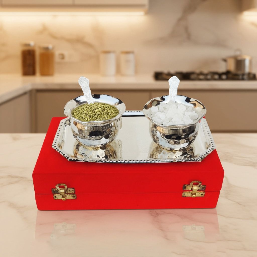 Brass 2 Bowl Set With Velvet Box (BMAS014 A)