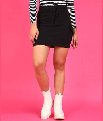 POPWINGS Black Polyester Women's Straight Skirt ( Pack of 1 )