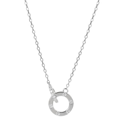 Sterling Silver Pendant Necklace for Women | 925 Silver Circular Ring with Crystal Accent | Elegant Minimal Chain I Weight - 2.94 g