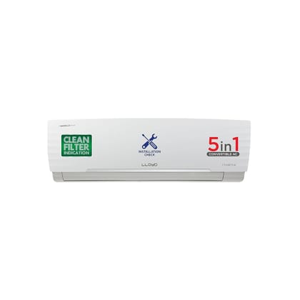 Lloyd 1 Ton 5 Star Inverter Split AC (5 in 1 Convertible, 100% Copper, Anti-Viral + PM 2.5 Filter, 2023 Model, White with Graphic Design,) (GLS12I5FWBEV) White