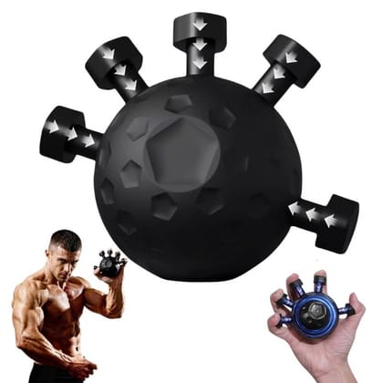 Spherical Finger And Hand Grip Strength Trainer (Black, 11cm) | Enhances Dexterity And Forearm Power | Fitness Training