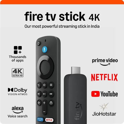 Amazon Fire TV Stick 4K, Alexa Voice Search, Cinematic 4K streaming with HDR10+, Wi-Fi 6, Dolby Vision/AtmosVisit the Amazon Fire TV Store