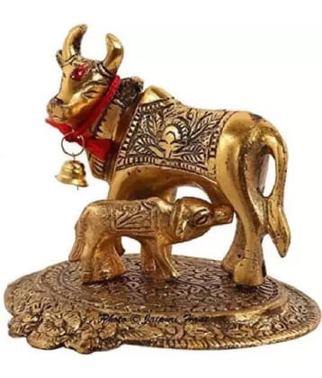 Shri Astha Vinayak Brass Kamdhenu Cow Idol ( 10 cm )