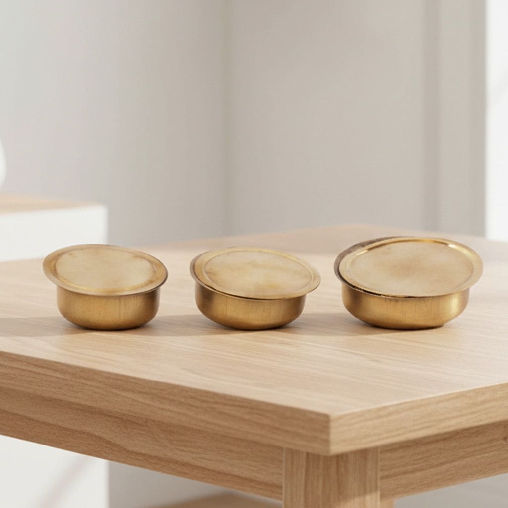 Brass Bhagona Miniature 3 Pcs Set | Traditional Kitchen Toy, Height : 1 Inch (ZMAS368 C)