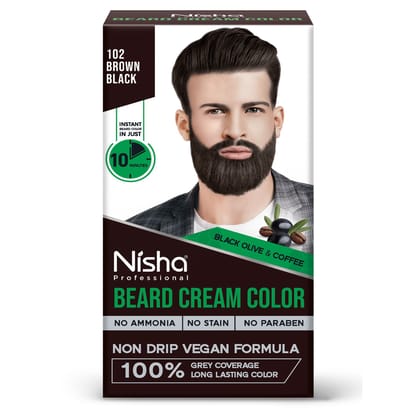 Nisha Beard Colour for Men Black Brown 40g, Professional Beard Hair Colour, Ammonia Free Beard Cream Hair Color