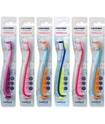 ENSHINE Kids Extra Soft Toothbrush With Easy Grip Multi-Colors for 12-36 Months Kids ( Pack Of 6 )