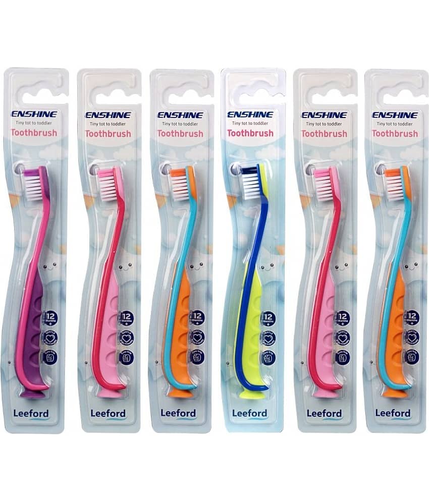 ENSHINE Kids Extra Soft Toothbrush With Easy Grip Multi-Colors for 12-36 Months Kids ( Pack Of 6 )