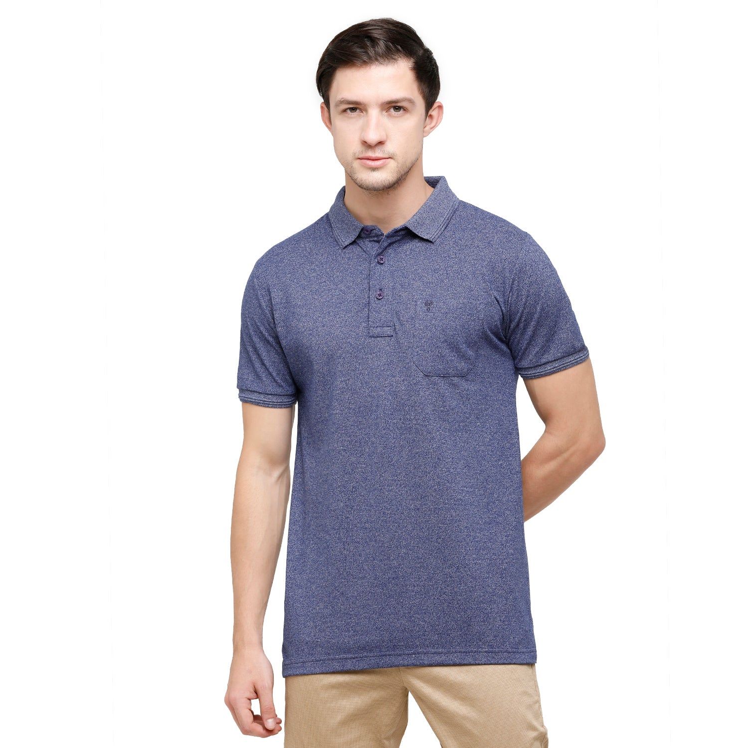 Classic Polo Men's Navy Trendy Grindle Polo Half Sleeve Slim Fit T-Shirt | Proten - Navy