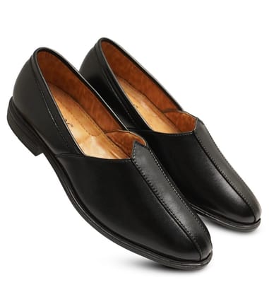 Mens Casual Faux Leather Solid Slip-on Formal Shoes Size 7 (Black)