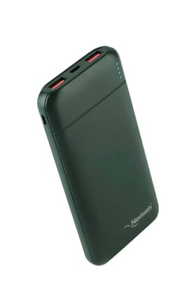 Nextech Slender PDQC 22.5W | 10000mAh | Made in India | Fast Charging Powerbank | Ultra Slim Power Bank | Type-C PD & QC 3.0 USB Output | Compact PowerBank for Smartphones | Green