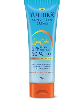 Yuthika Sunscreen SPF 50 PA++++ with UVA & UVB Protection 30g, Dermatologically Tested Sunscreen Cream for Women and Men