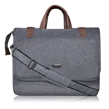 LOREM Grey & Brown Color Faux Leather 10L Laptop Messenger Bag For Men BG51 LOREM Grey & Brown Color Faux Leather 10L Laptop Messenger Bag For Men BG51