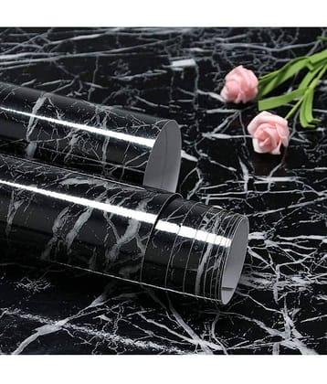 Black Marble Wallpaper For Kitchen Waterproof, Oil Proof (60cm x 200cm) (Pack of 1)