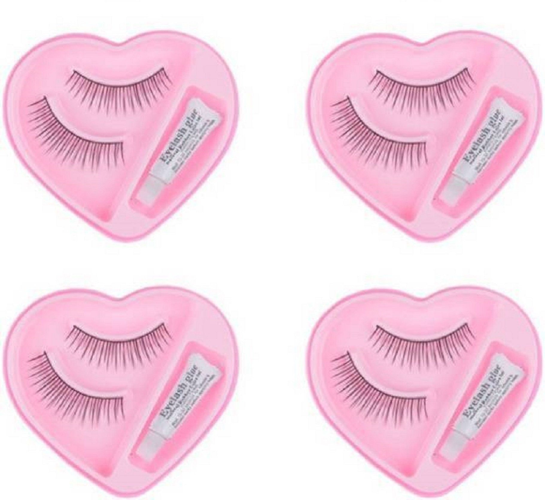 Glamezone Black Long False Eyelashes With Glue for Pretty Eye Makeup Combo Pack Of 4