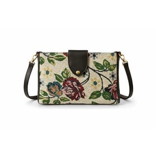 Vintage Floral Tapestry Crossbody Sling Bag with Leather Strap Vintage Floral Tapestry Crossbody Sling Bag with Leather Strap